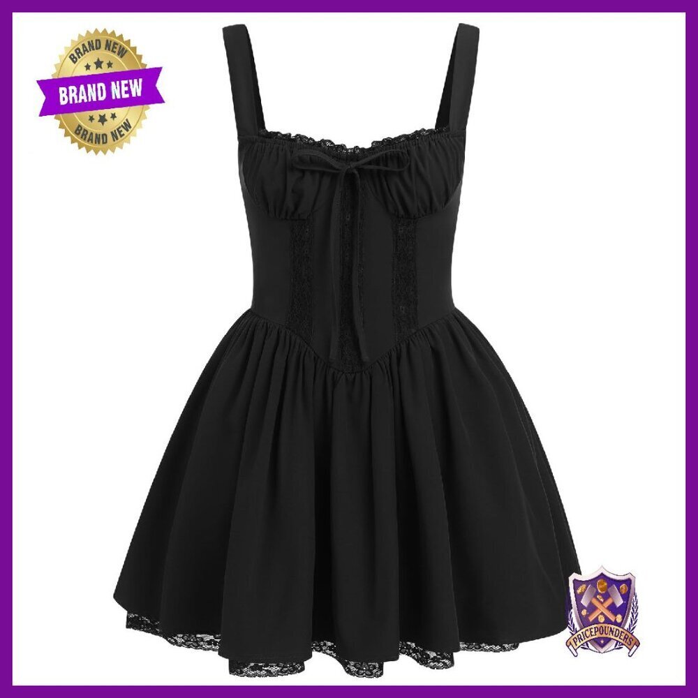 Women's Corset Dress Floral Mini Spaghetti Straps Lace Ruffle Sundress